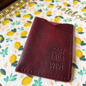 NEW Portland Leather Goods Minimalist Card Holder MERLOT Wine Red Thin Travel